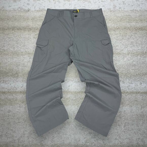 Cabelas Hiking Pants Grey Polyester Light Weight Cargos Baggy Wide Leg Fit - Picture 2 of 4